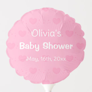Cute Pink Hearts Baby Shower Balloon