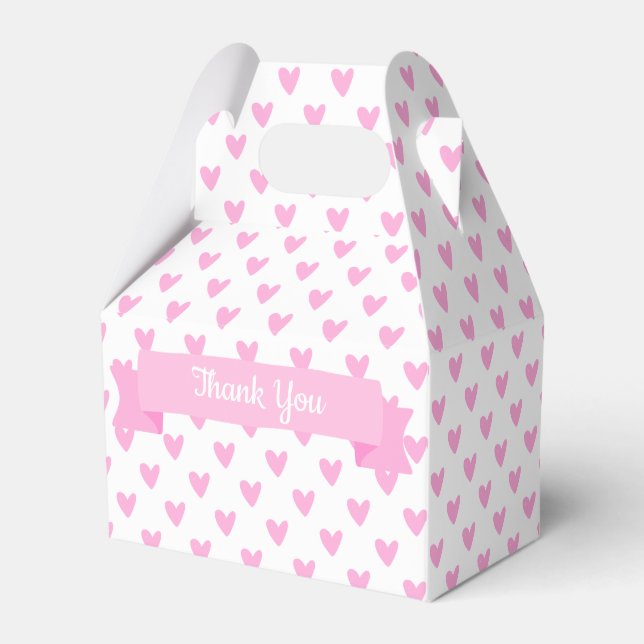 Cute pink Hearts | Baby Shower Thank You Favor Boxes (Front Side)