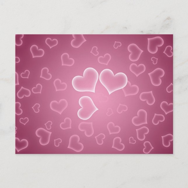 Cute Pink Hearts Background Postcard (Front)