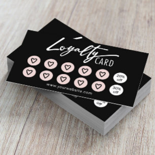 Cute Pink Hearts Beauty Salon Spa Black Loyalty