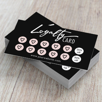 Cute Pink Hearts Beauty Salon Spa Black Loyalty by cardfactory at Zazzle