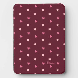 Cute Pink Hearts Burgundy Personalized Kindle Cover