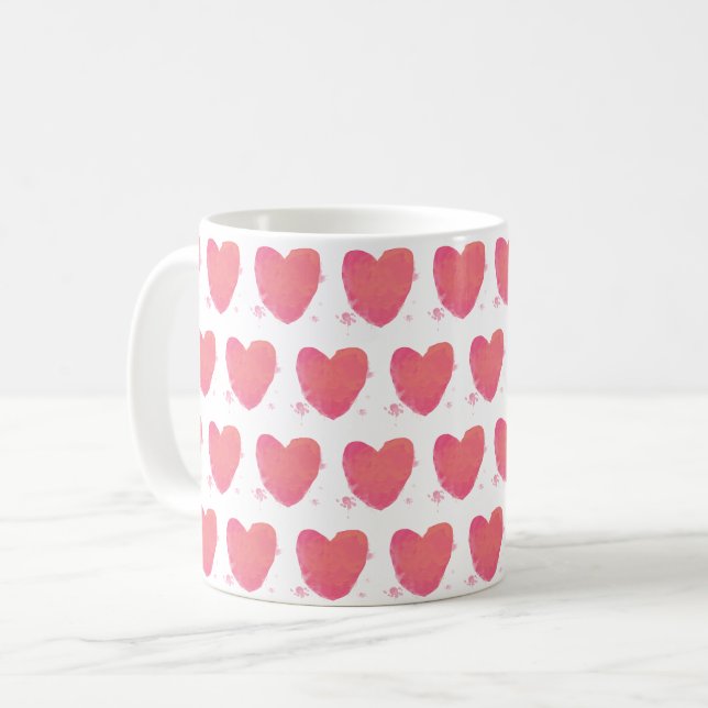 Cute Pink Hearts Coffee Mug (Front Left)