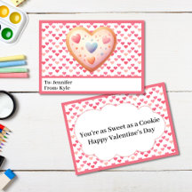 Cute Pink Hearts Cookie Classroom Valentine's Day