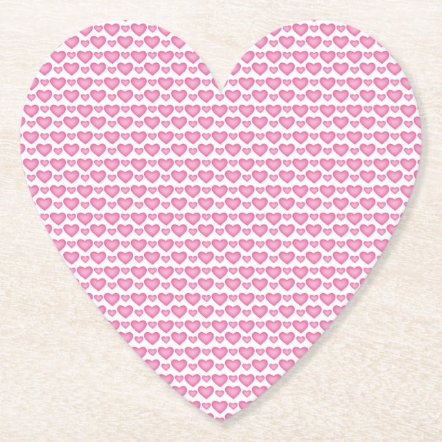 cute pink hearts design cool heart shape paper coaster (Front)