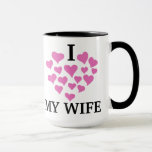 Cute Pink Hearts Design, I love my wife Mug