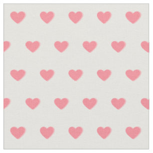 Cute Pink Hearts Dot Pattern on White Fabric