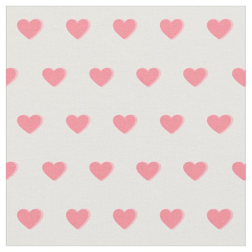 Cute Pink Hearts Dot Pattern on White Fabric