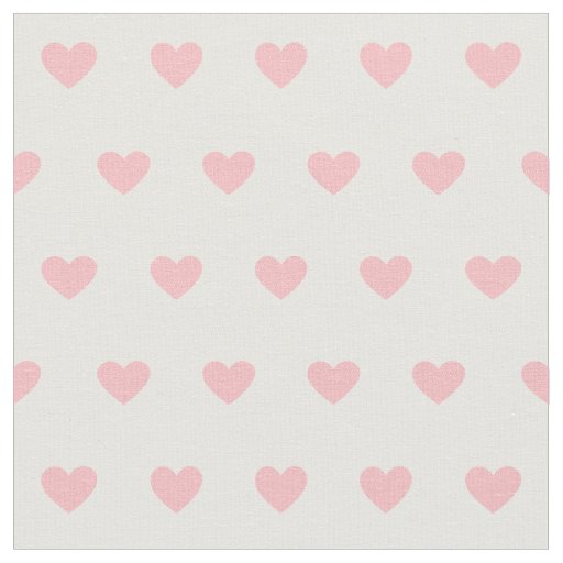 Cute Pink Hearts Dot Pattern on White Fabric