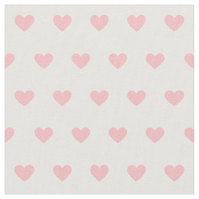 Cute Pink Hearts Dot Pattern on White Fabric (Close Up)