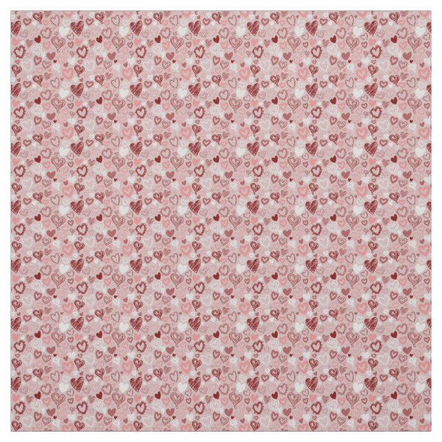 Cute Pink Hearts Fabric (Swatch)
