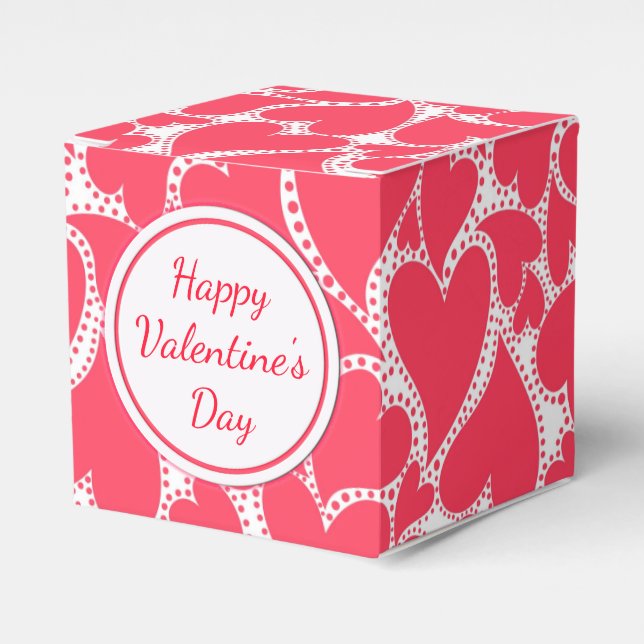 Cute Pink Hearts Favor Boxes (Front Side)