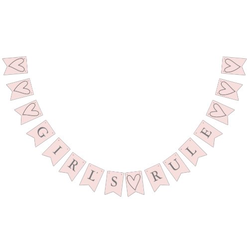 Cute Pink Hearts Girls Rule Bunting Flags