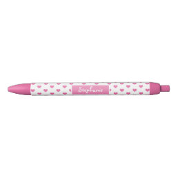 Cute Pink Hearts Girly Name Blue Ink Pen