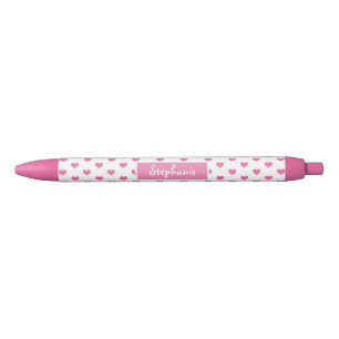 Cute Pink Hearts Girly Name Pen