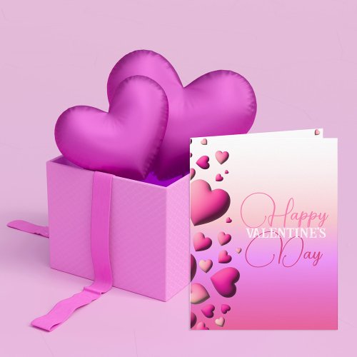 Cute Pink Hearts Happy Valentines Day Card
