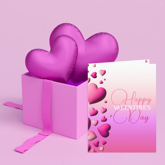 Cute Pink Hearts Happy Valentine's Day Card (Creator Uploaded)