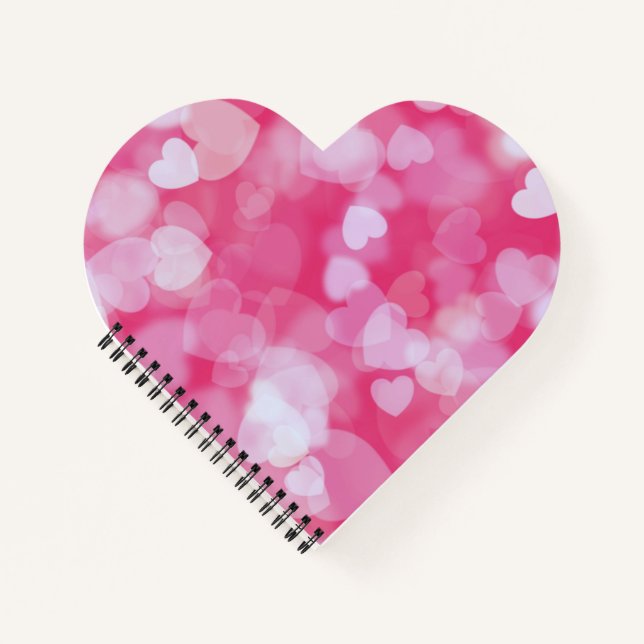 Cute Pink Hearts Heart-Shaped Notebook  (Front)