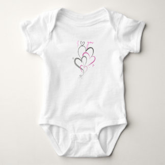 Cute Pink Hearts I Love You Baby Girl Bodysuit