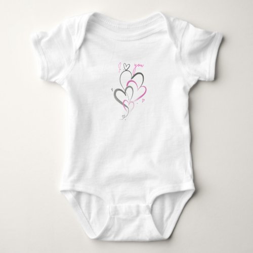 Cute Pink Hearts I Love You Baby Girl Bodysuit