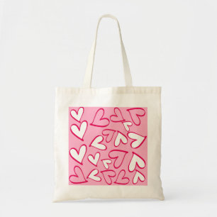 Cute Pink Hearts Illustration Tote Bag