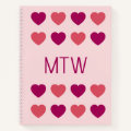 Cute Pink Hearts Initials Monogram Notebook | Zazzle