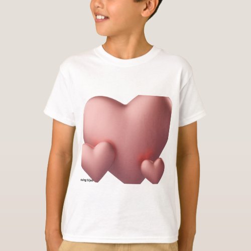 Cute Pink Hearts Kids Tee Shirt 
