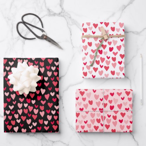 Cute Pink Hearts Love Valentines Day Patterns Wrapping Paper Sheets