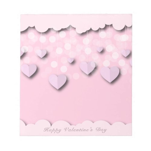 Cute Pink Hearts On Strings  Clouds Valentines  Notepad