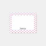 Cute Pink Hearts on White Girly Name Post it Notes