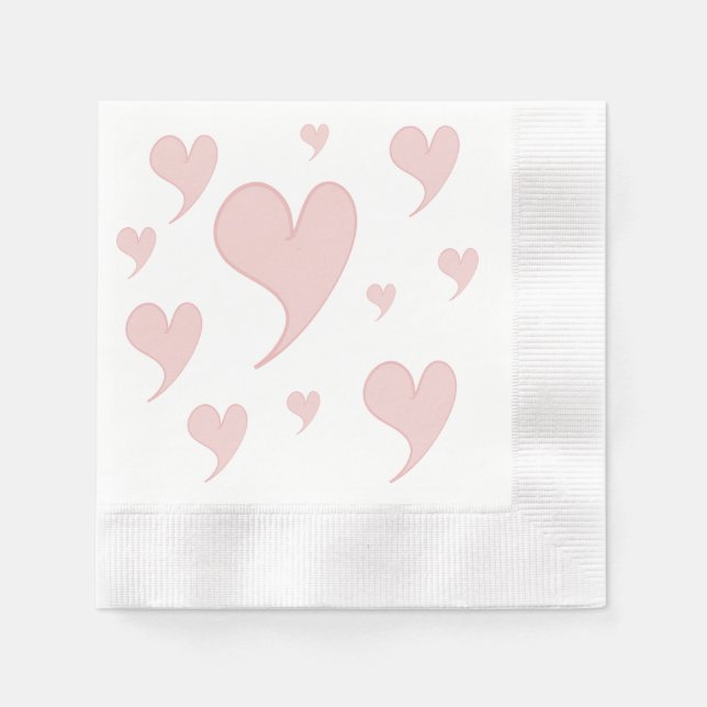 Cute Pink Hearts Paper Napkin (Front)