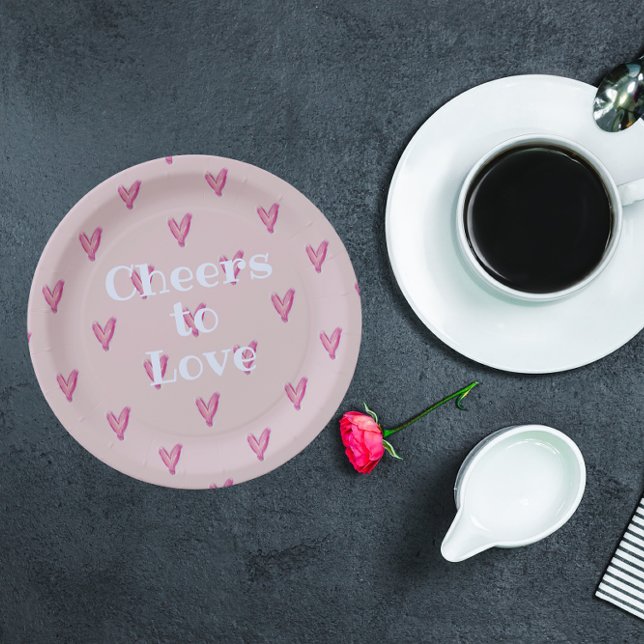 Cute Pink Hearts  Paper Plates (Creator Uploaded)