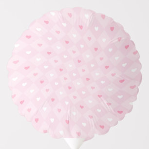 Cute Pink Hearts & Pastel Pattern Round Balloon