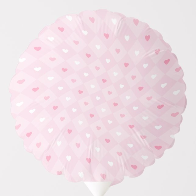 Cute Pink Hearts & Pastel  Pattern Round Balloon (Front)