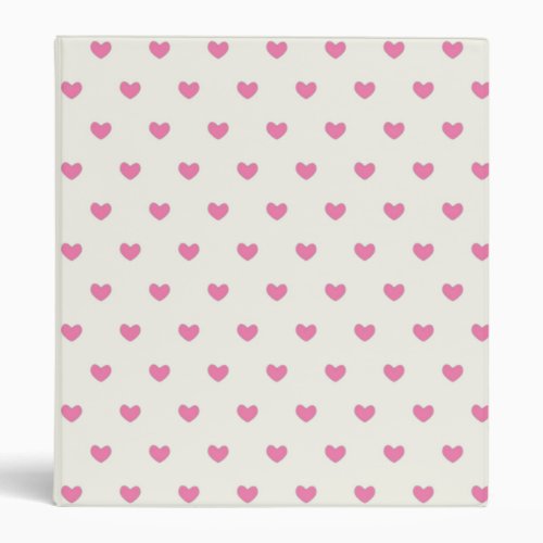 Cute Pink Hearts Pattern 3 Ring Binder