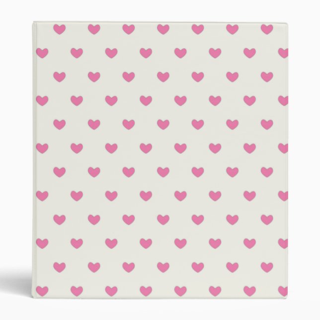 Cute Pink Hearts Pattern 3 Ring Binder (Front)