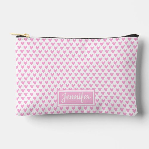Cute Pink Hearts Pattern Accessory Pouch