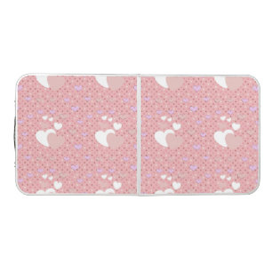Cute Pink Hearts Pattern Beer Pong Table
