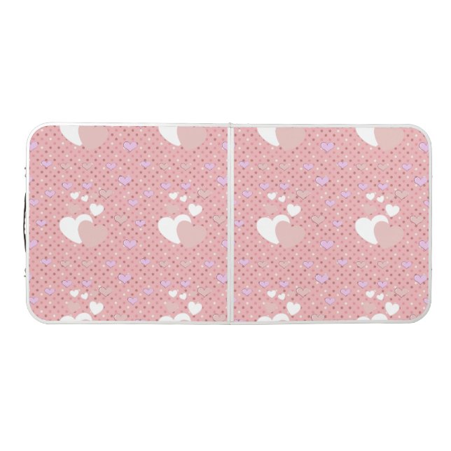 Cute Pink Hearts Pattern Beer Pong Table (Top)