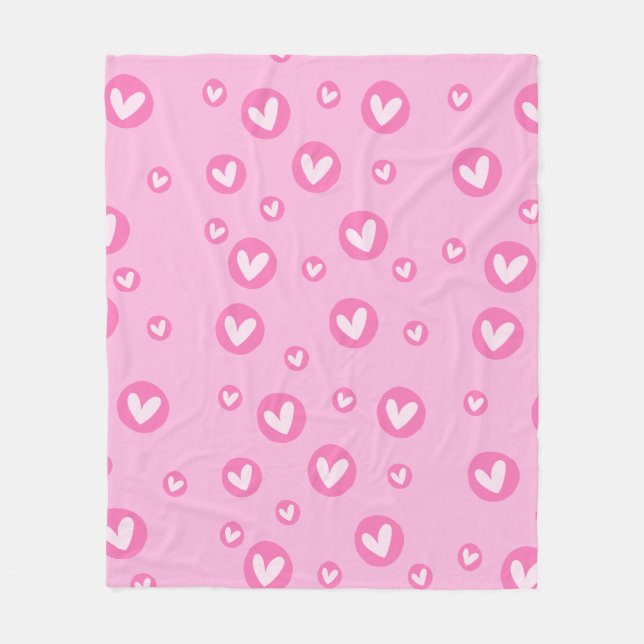 Cute Pink Hearts Pattern Blanket (Front)