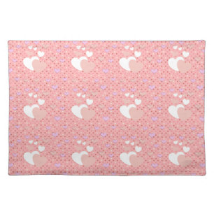 Cute Pink Hearts Pattern Cloth Placemat