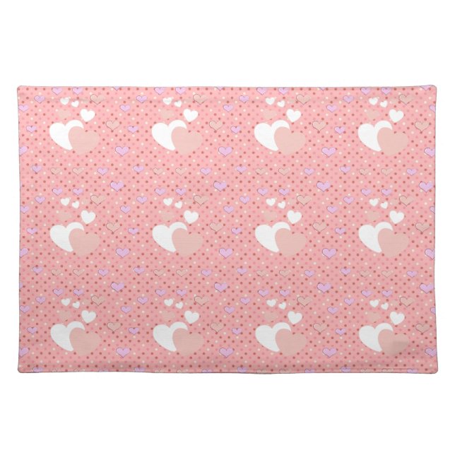 Cute Pink Hearts Pattern Cloth Placemat (Front)