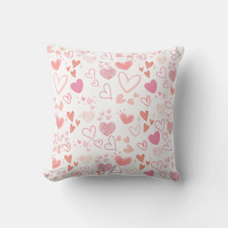  Cute Pink Hearts Pattern Decorative Throw Pillow
