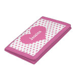 Cute Pink Hearts Pattern Girly Name Nylon Wallet at Zazzle