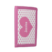 Cute Pink Hearts Pattern Girly Name Nylon Wallet (Side)