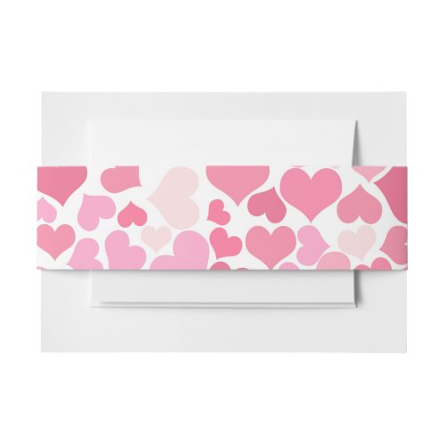Cute Pink Hearts Pattern  Invitation Belly Band