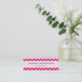 Cute Pink Hearts Pattern Mini Business Card (Standing Front)