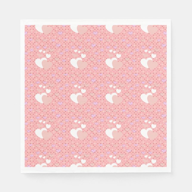 Cute Pink Hearts Pattern Napkins (Front)