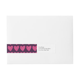 Cute pink hearts pattern on Purple Wrap Around Address Label