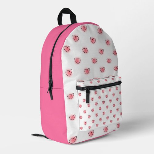 Cute Pink Hearts Pattern Printed Backpack